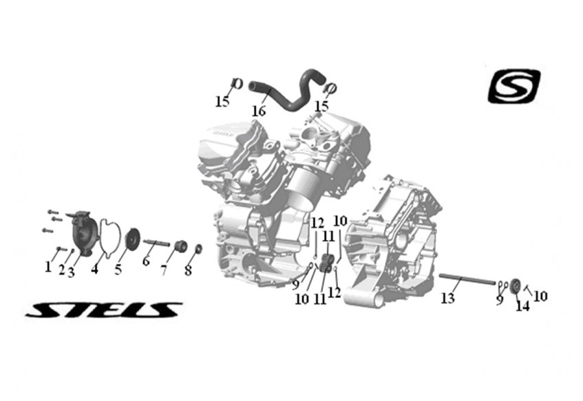 Элементы системы охлаждения ДВС, квадроцикл Stels Guepard 650G